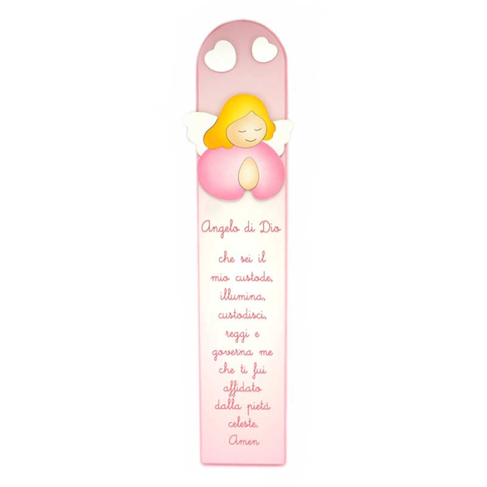 Pala rosa preghiera Angelo di Dio 12x60 cm