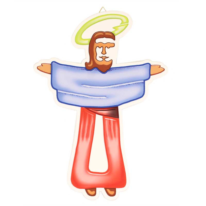 Colored Wooden Cross Jesus 18x25 cm