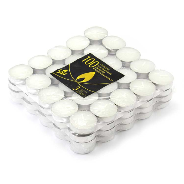 Aluminium and Wax Tealight Candle 3 hours (100 items)