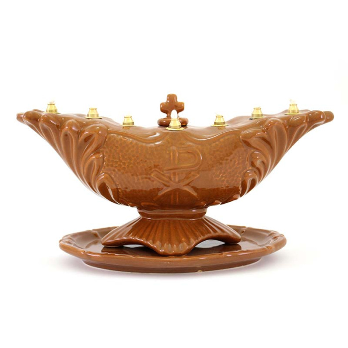 Lámpara terracota 7 llamas con cera líquida 16 cm Lámpara terracota 7 llamas con cera líquida 16 cm