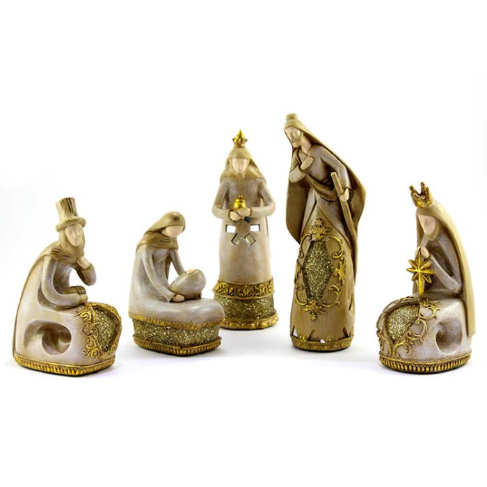Belén de resina pintada 23 cm 5 figuras