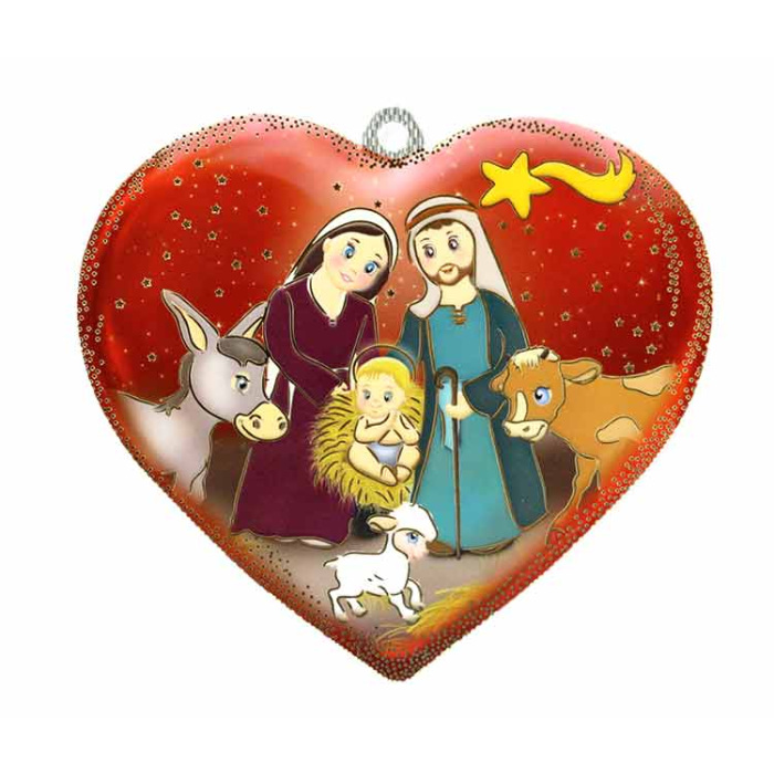 PVC Heart-shaped image Nativity with Prayer 11.5x10.5 cm PVC Heart-shaped image Nativity with Prayer 11.5x10.5 cm