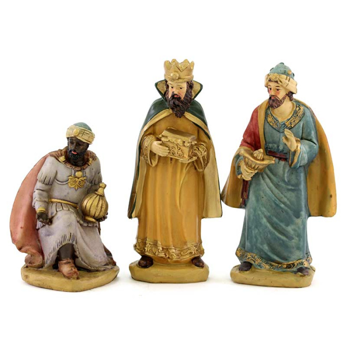 Colored Resin Three Magi Kings 15 cm Colored Resin Three Magi Kings 15 cm