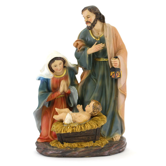 Gruppo Natività in resina colorata 21,5 cm