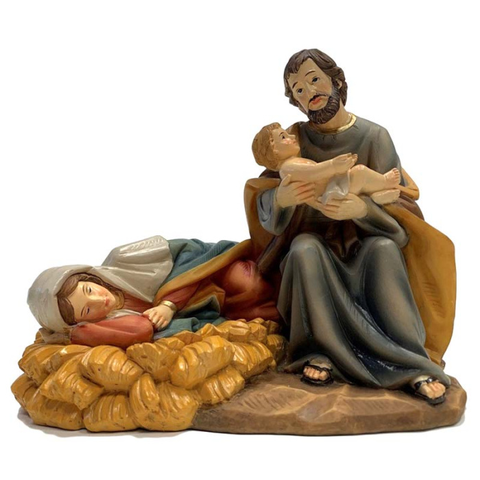 Grupo Natividad Virgen echada de resina 19,2 cm