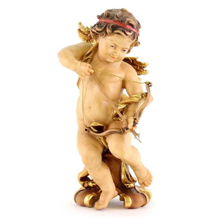Angelo Cupido in legno dipinto 20 cm