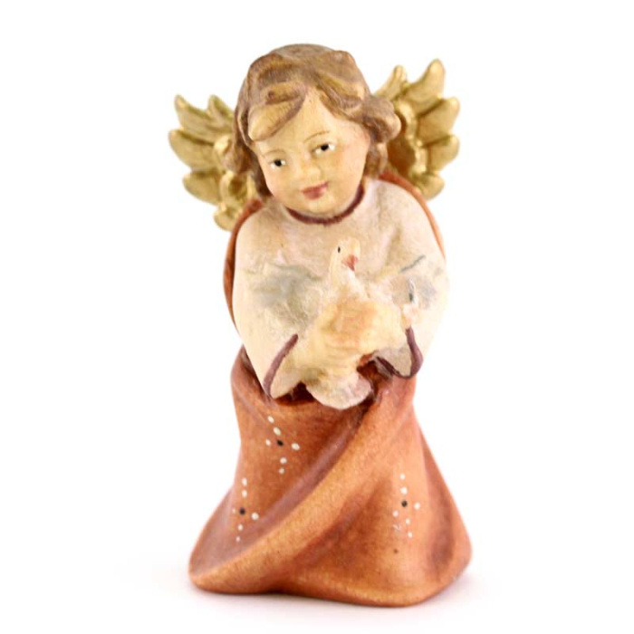 Ángel con Paloma en madera color 6 cm