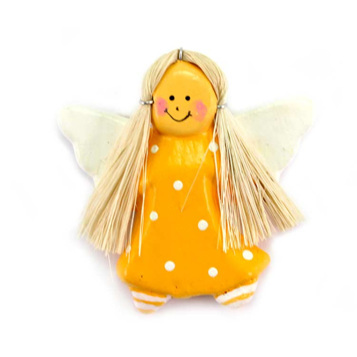 Ángel de madera pintado con hilo 5x5 cm
