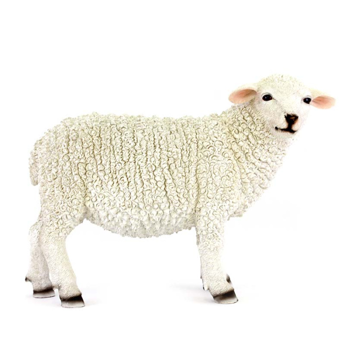 Agnello testa alta resina colorata 40x30 cm