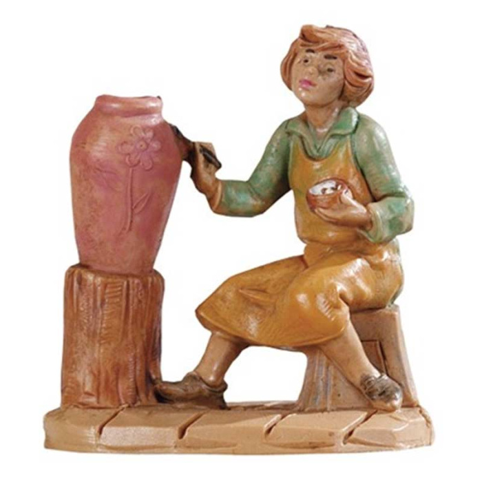 Pastora con jarrón de resina 6.5 cm Belén Fontanini