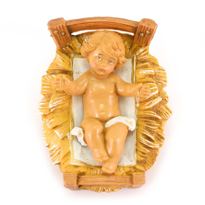 Gesù Bambino con culla in resina 12 cm Presepe Fontanini
