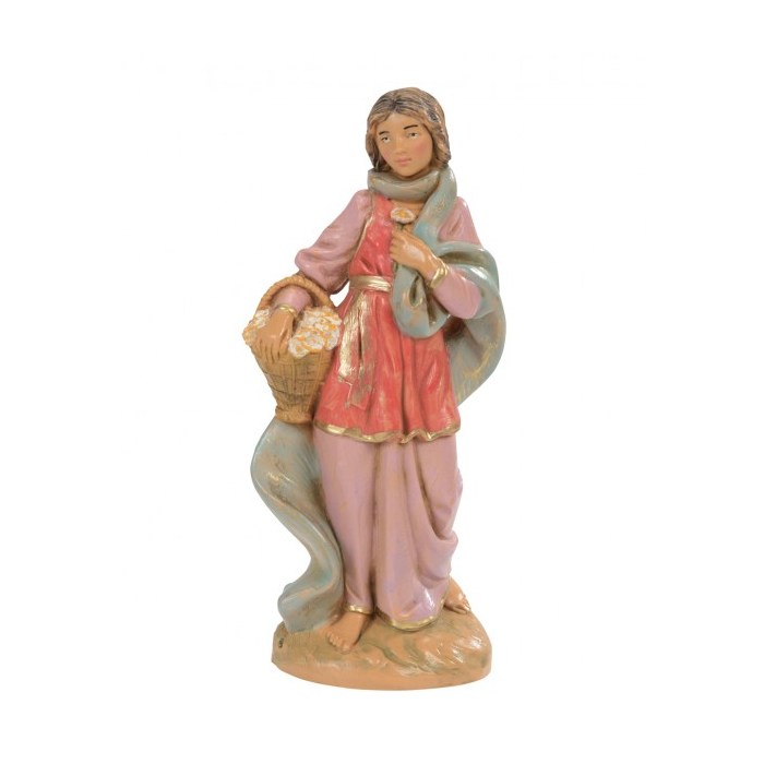 Pastora con cesta resina 12 cm Belén Fontanini