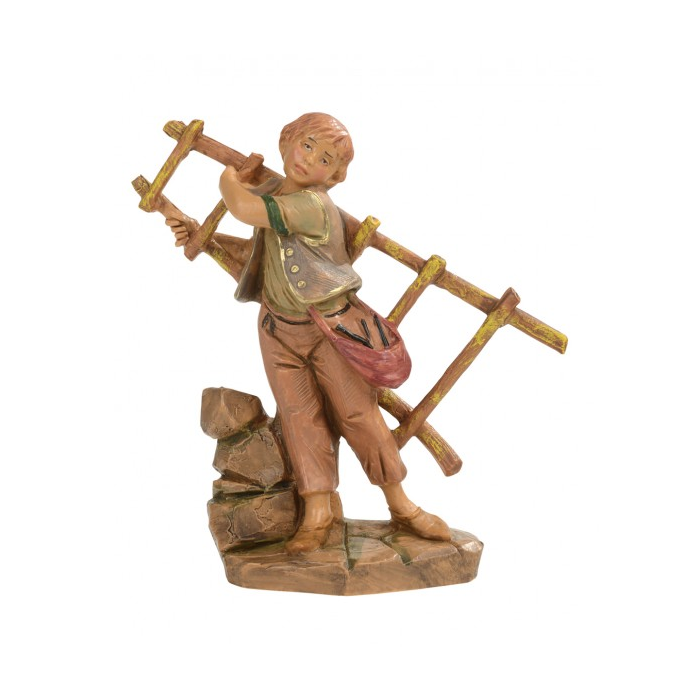 Ragazzo con scala in resina 12 cm Presepe Fontanini