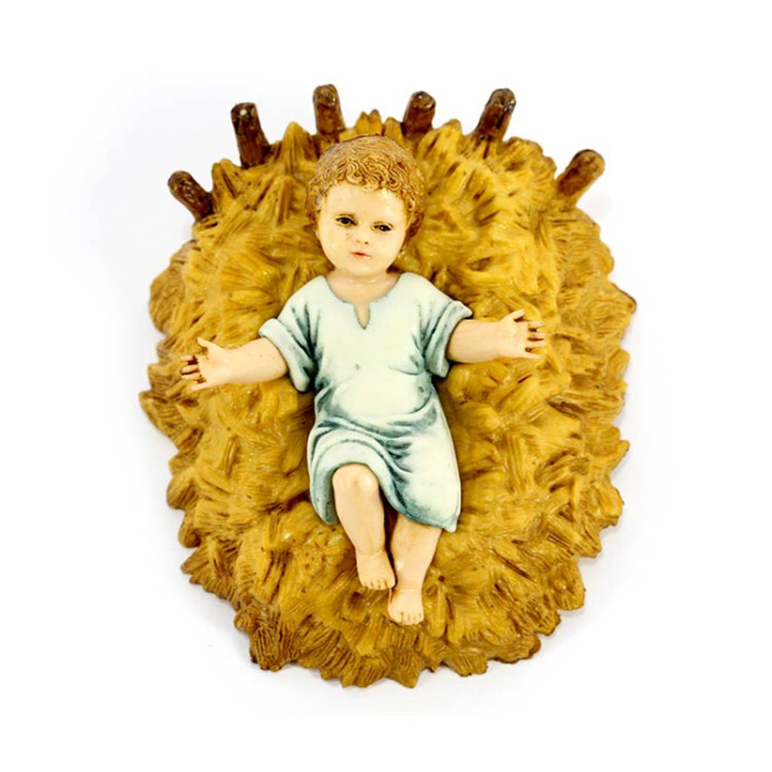 Niño Jesús sobre paja en pvc de color 6x7 cm