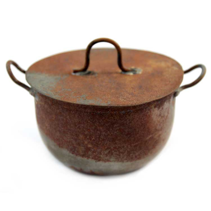 Burnished Brass Pot for Nativity 7 cm diameter 8 cm