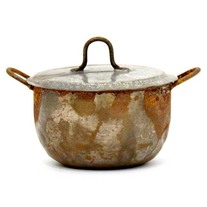 Pentola per presepe in ottone brunito 4 cm Diametro 6 cm