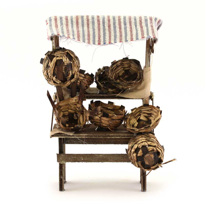 Banco venditore cesti per presepe 15x9x6 cm