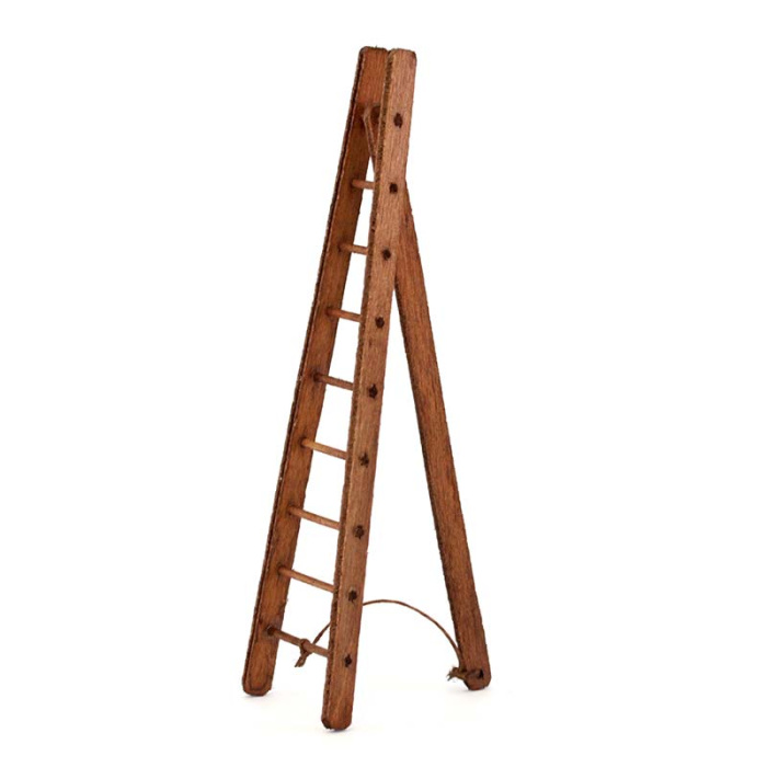 Escalera triangular de madera para belén 14 cm Escalera triangular de madera para belén 14 cm