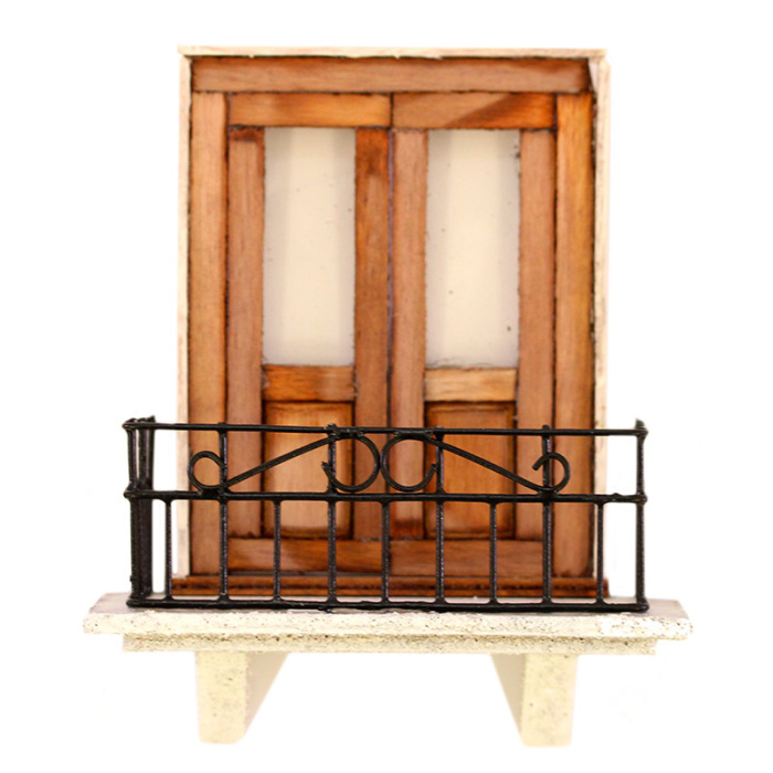 Balcony with two doors for nativity scene 10,5x13 cm
