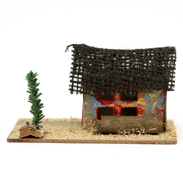 Casetta per presepe legno e cartoncino 6x12.5x6 cm