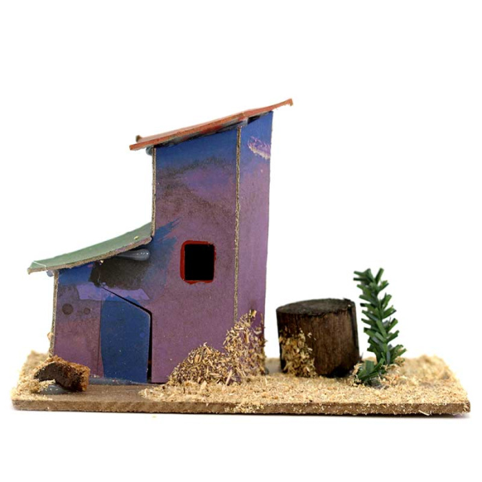 Casetta per presepe legno e cartoncino 8x13x6.5 cm