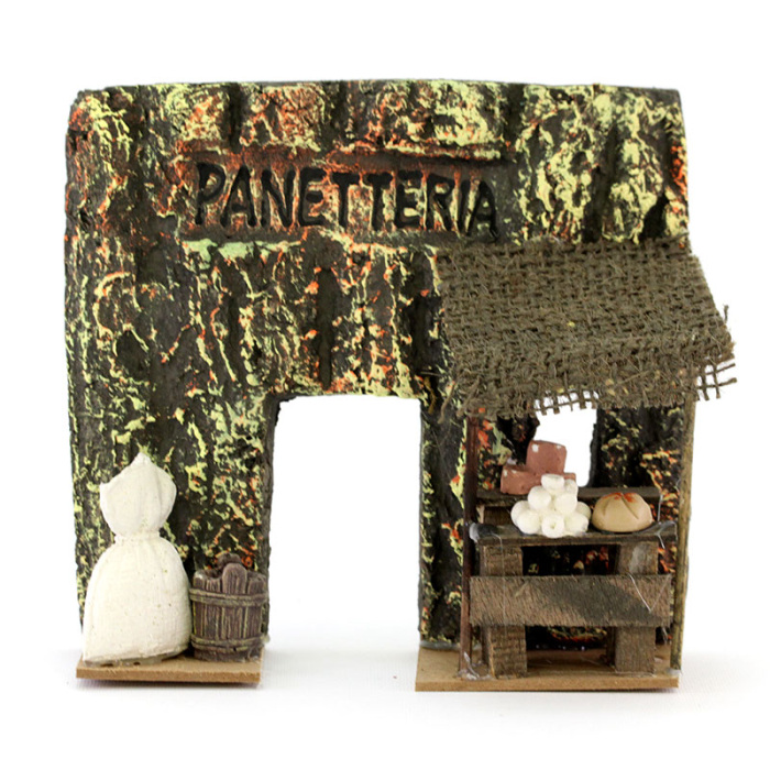 Scena per presepe in legno per panetteria 15x16x5 cm
