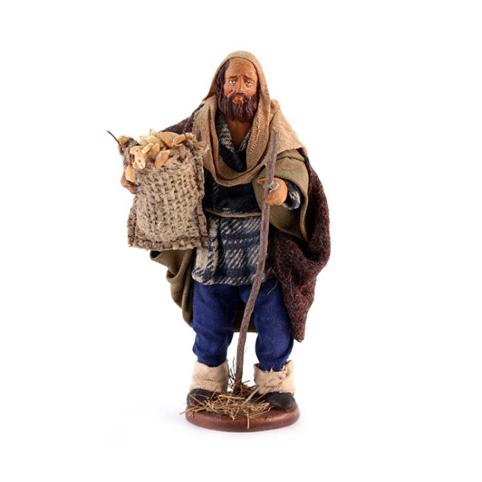 Terracotta and Clothing Man with sack of seeds 12 cm