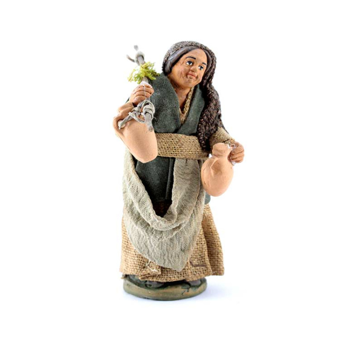 Terracotta and Clothing Old woman with Amphorae 10 cm