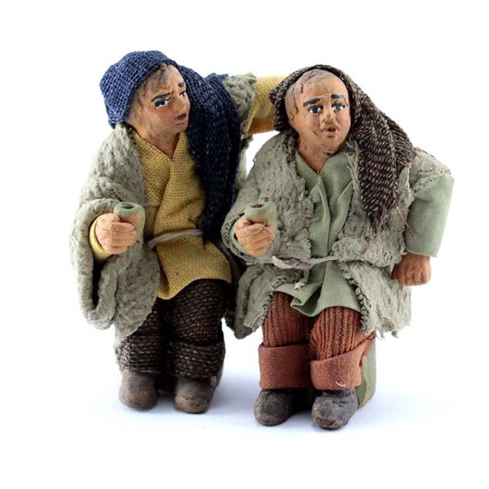 Terracotta and Clothing Drunken Men Pair 10 cm