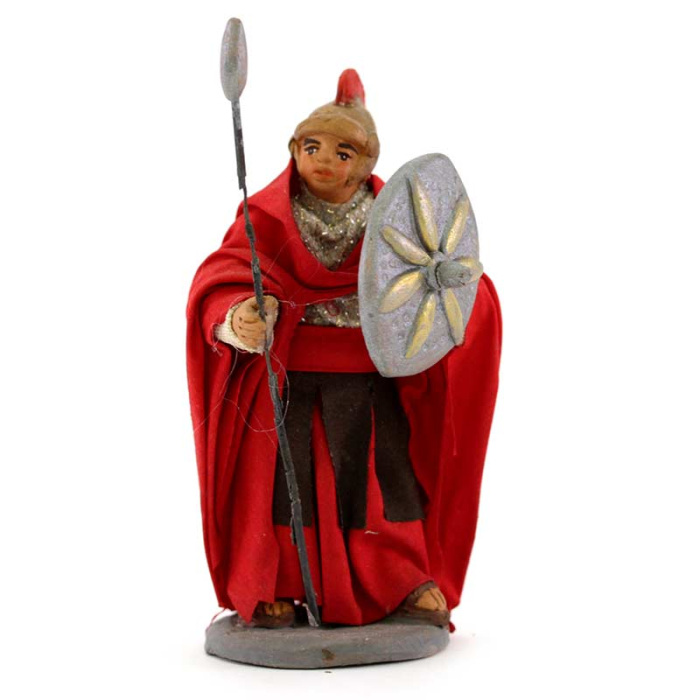 Soldato con lancia in terracotta vestita 10 cm