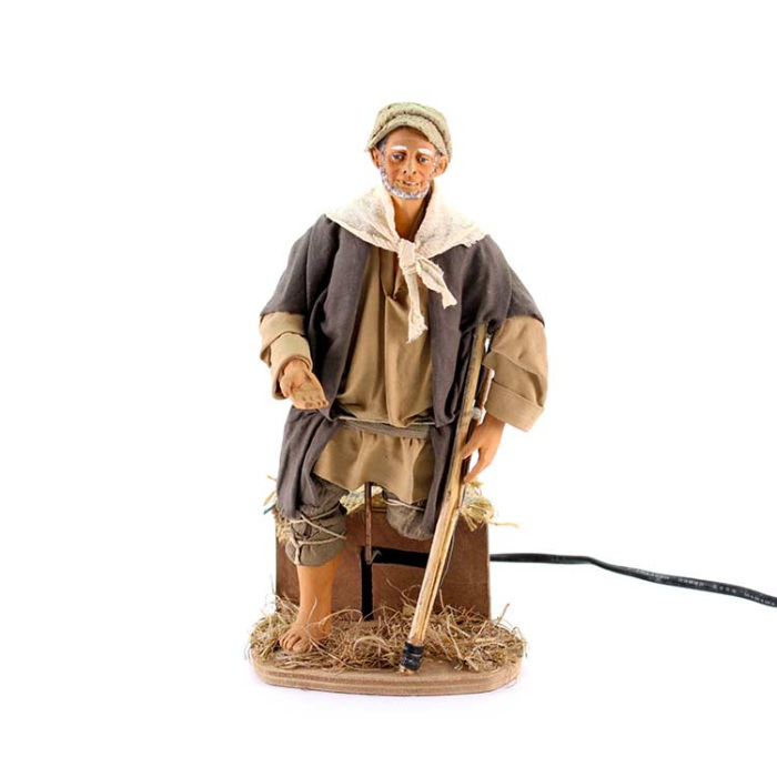 Terracotta and Clothing Moving Limping Man 24 cm