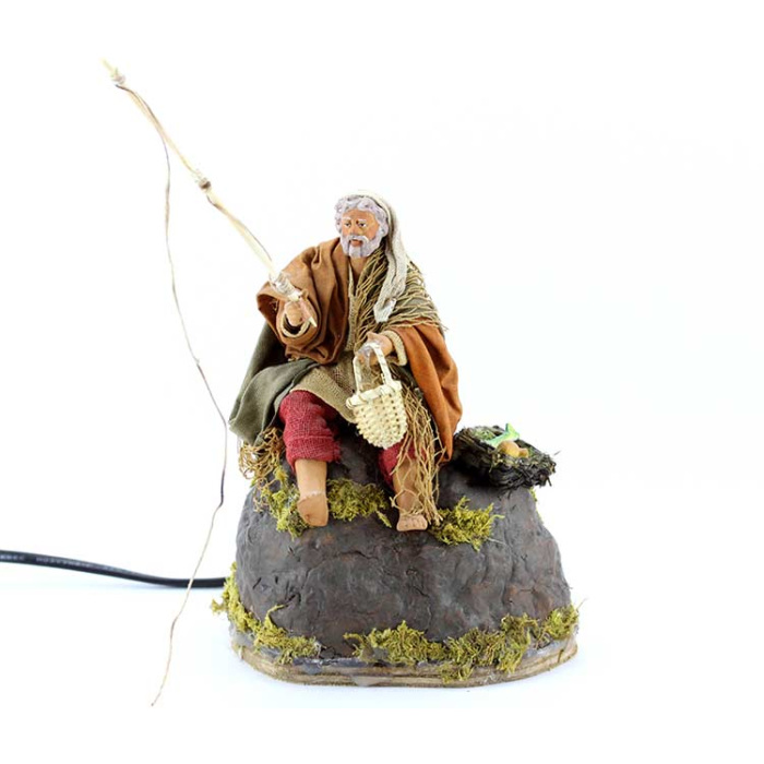 Terracotta and Clothing Moving Fisher on Cliff 12 cm
