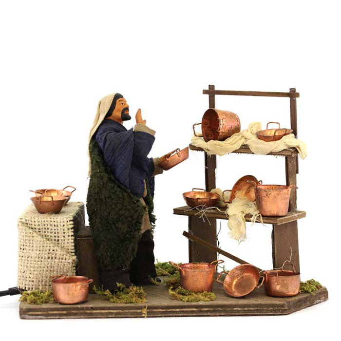 Venditore di pentole in terracotta vestita a movimento 12 cm