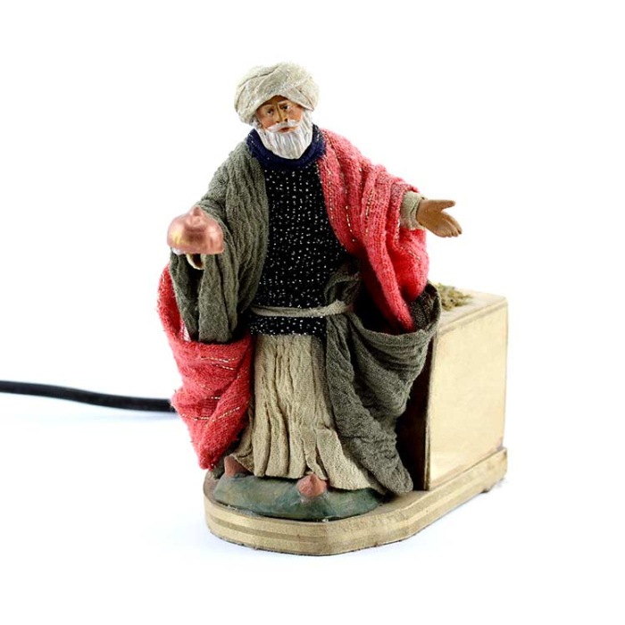 Terracotta and Clothing Moving Wiseman 12 cm
