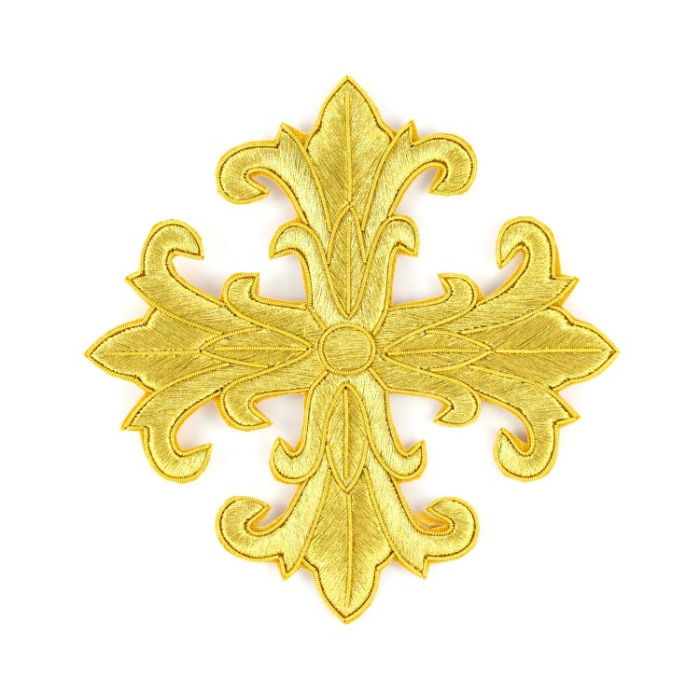Croce Giglio doppio ricamo a mano 16x16 cm
