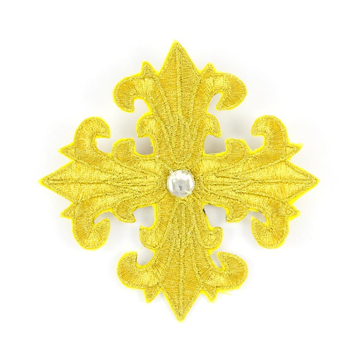 Croce Giglio filato dorato e pietra 12x12 cm Croce Giglio filato dorato e pietra 12x12 cm