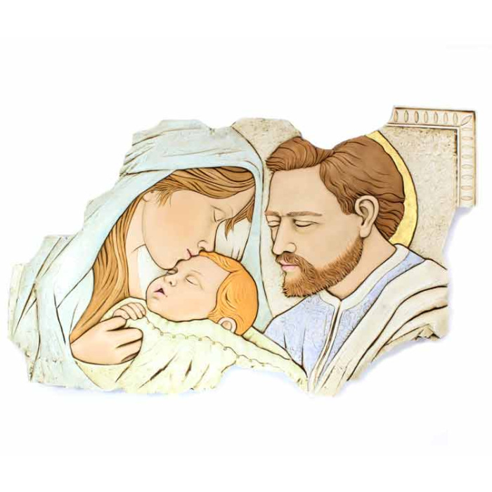 Quadro Sacra Famiglia ceramica 52x32 cm Collezione Shan