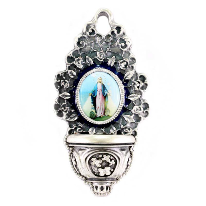 Wall Holy Water Font Nickel plated Metal 10x20 cm