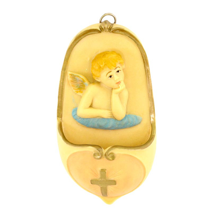 Aguabenditera Ángel rosado de resina 13,5 cm Aguabenditera Ángel rosado de resina 13,5 cm