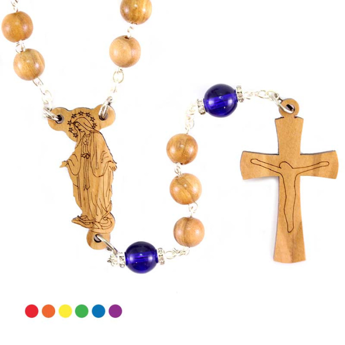 Our Lady of Miracles in Olive Wood Rosary 7 mm