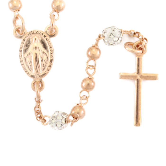 Copper Silver Rosary with Rhinestones Grain 3 mm Copper Silver Rosary with Rhinestones Grain 3 mm