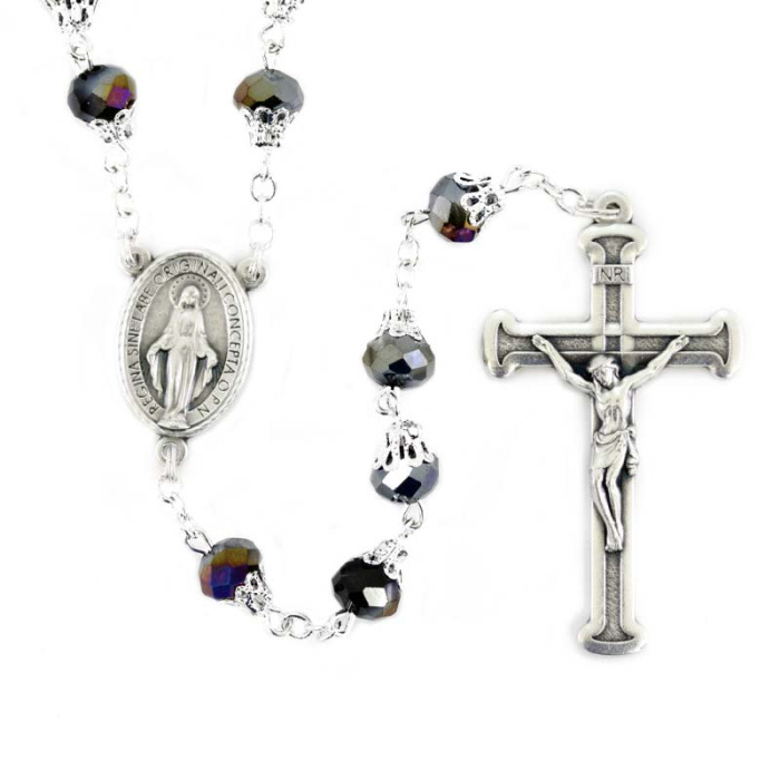 Crystal beetle rosary with cotter pin Bead 8 mm Cipolletti