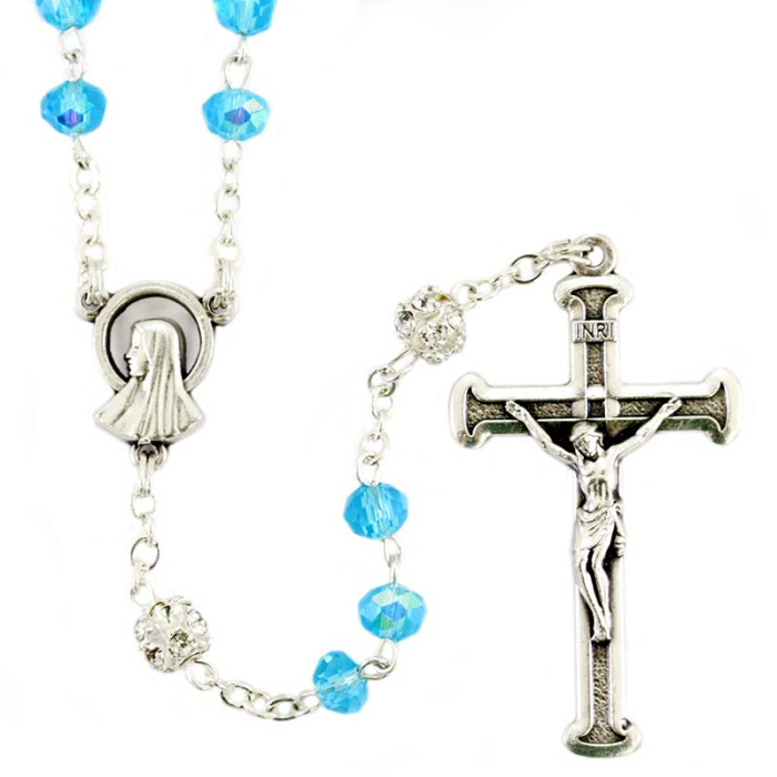 Rosario cristallo acqua Grano 6 mm Cipolletti