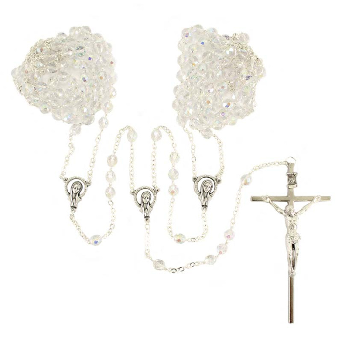 Wedding silver Rosary glass beads 8 mm Cipolletti