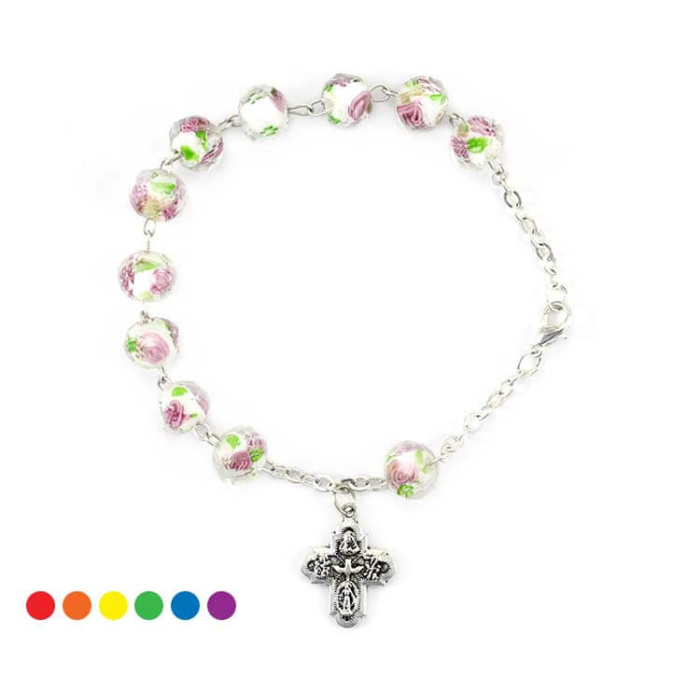 Rosario pulsera cuentas con flores Cuenta 10 mm