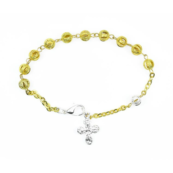 Rosary Bracelet Golden Metal Openwork grain 6 mm