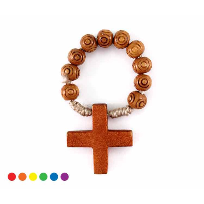 Rosario decenario Jesús de madera con cordón Cuenta 6 mm