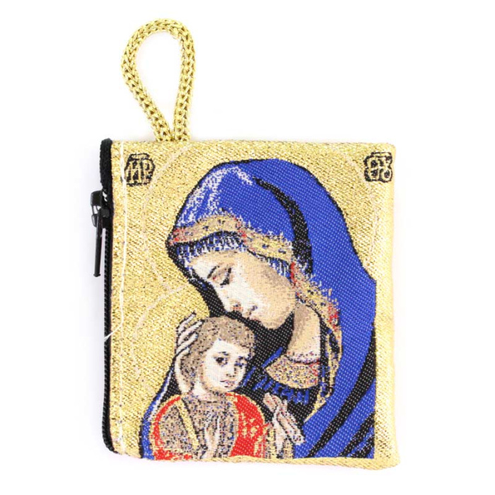 Monedero Virgen con Niño azul 6,6x7,2 cm