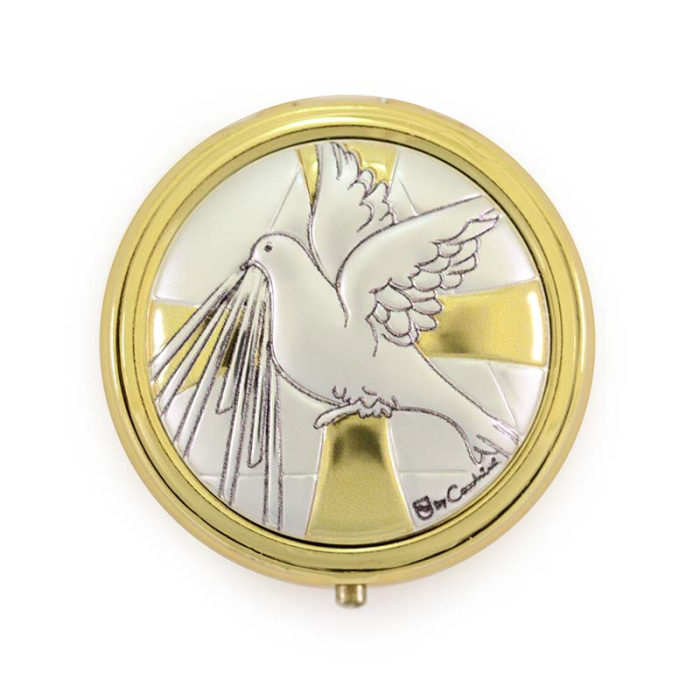 Porta rosario Paloma de metal dorado diámetro 5 cm Cipolletti Porta rosario Paloma de metal dorado diámetro 5 cm Cipolletti