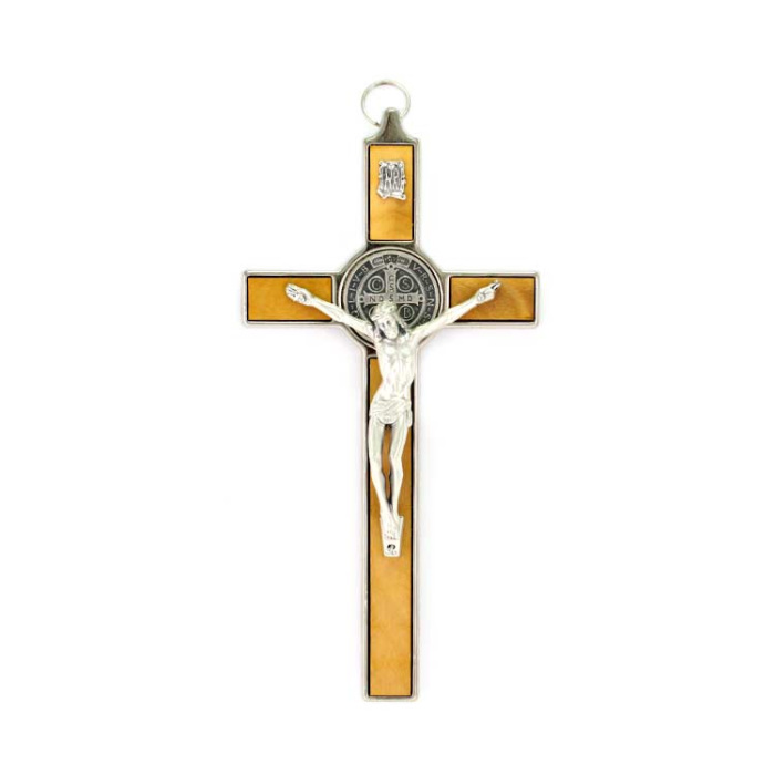 Metal and Wood St. Benedict Cross 10x20 cm